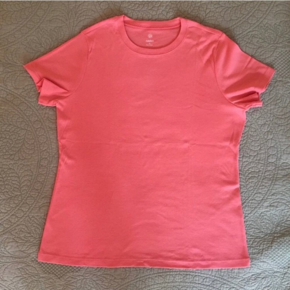Coral Caslon crewneck t-shirt